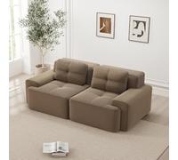 Cayipng Sofá de 2 plazas sin marco, sofá modular comprimido, sofás de salón sin montaje, asiento profundo 74 cm, relleno de espuma 32D de alta densidad, base antideslizante, apto para mascotas, marrón