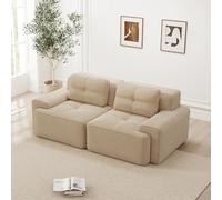 Cayipng Sofá de 2 plazas sin marco, sofá modular comprimido, sofás de salón sin montaje, asiento profundo 74 cm, relleno de espuma 32D de alta densidad, base antideslizante, apto para mascotas, beige