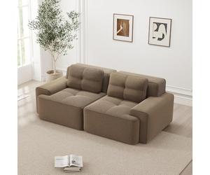 Cayipng Sofá de 2 plazas sin marco, sofá modular comprimido, sofás de salón sin montaje, asiento profundo 74 cm, relleno de espuma 32D de alta densidad, base antideslizante, apto para mascotas, marrón