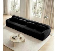 Cayipng Sofá esquinero Convertible,Capota Convertible,Capota comprimida 2-4 plazas,Capota 3 plazas,Forro de Tela Suave,Modular sin Estructura,con Almohadas (Negro - 4 Lugares)