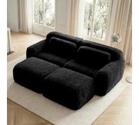 Cayipng Sofá esquinero Convertible,Capota Convertible,Capota comprimida 2-4 plazas,Capota 3 plazas,Forro de Tela Suave,Modular sin Estructura,con Almohadas (Negro - 2 Lugares - U)