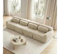 Cayipng Sofá esquinero Convertible,Capota Convertible,Capota comprimida 2-4 plazas,Capota 3 plazas,Forro de Tela Suave,Modular sin Estructura,con Almohadas (Clair si - 4 Lugares)