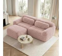 Cayipng Sofá esquinero Convertible,Capota Convertible,Capota comprimida 2-4 plazas,Capota 3 plazas,Forro de Tela Suave,Modular sin Estructura,con Almohadas (Rosa - 2 Lugares-L)