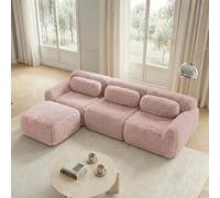 Cayipng Sofá esquinero Convertible,Capota Convertible,Capota comprimida 2-4 plazas,Capota 3 plazas,Forro de Tela Suave,Modular sin Estructura,con Almohadas (Rosa - 3 Lugares - L)