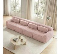 Cayipng Sofá esquinero Convertible,Capota Convertible,Capota comprimida 2-4 plazas,Capota 3 plazas,Forro de Tela Suave,Modular sin Estructura,con Almohadas (Rosa - 4 Lugares)