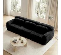 Cayipng Sofá esquinero Convertible,Capota Convertible,Capota comprimida 2-4 plazas,Capota 3 plazas,Forro de Tela Suave,Modular sin Estructura,con Almohadas (Negro - 3 Lugares)