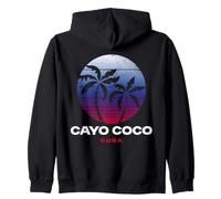 Cayo Coco Cuba Retro Atardecer Palmeras Tropical Cuba Viajes Sudadera con Capucha