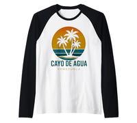 Cayo De Agua Venezuela Venezolano Retro Sunset Design Camiseta Manga Raglan