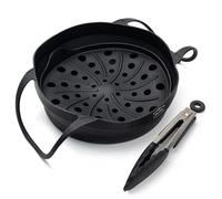 CAYPA Accesorios Freidora de Aire y Air Fryer 22 cm | Kit 3 Piezas: Molde de Silicona Plegable, Rejilla y Pinzas | Antiadherente, Reutilizable, Apto Lavavajillas, Sin BPA, Universal 4-6 L