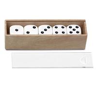Cayro - 5 Dados Puntos 16 mm - Accesorio de Juego de Mesa Fácil De Usar - Incluye Caja De Almacenamiento - Caja Madera - Juegos Azar