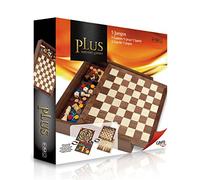 Cayro - 5 Juegos en 1 - Ajedrez, Damas, Backgammon, Parchís y Oca - + 8 - Juegos de Mesa para Niños y Adultos - Tablero de Madera - Más de 2 Jugadores