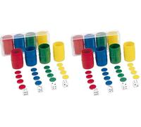 Cayro - Accesorios para Parchís - + 5 Años - Caja de Plástico - Juegos de Mesa de Niños y Adultos - 4 Cubiletes, 24 Fichas y 6 Dados - 2 a 4 Jugadores (Paquete de 2)