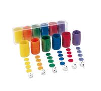 Cayro - Accesorios para Parchís - + 5 Años - Caja de Plástico - Juegos de Mesa de Niños y Adultos - 6 Cubilete - 24 Fichas y 6 Dados - 2 a 6 Jugadores