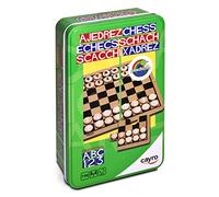 Cayro - Ajedrez - + 5 Años - Caja Metálica - Triple Juego Educativo de Mesa de Niños y Adultos - Tablero de 12 x 19,5 x 5 cm - Ideal para 2 Jugadores