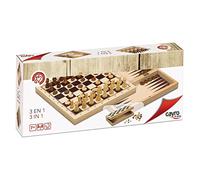 Cayro - Ajedrez, Damas y Backgammon - + 7 Años - Madera - Triple Juego Educativo de Mesa de Niños y Adultos - Tablero Plegable para Guardar Las Fichas
