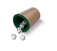 Cayro - Juego de Dados - Cubilete y 5 Dados de Puntos de 16 mm - Cubilete de Cuero Forrado en Interior - Juego de Mesa Adultos - Accesorio de Juego de Mesa - Fácil De Usar