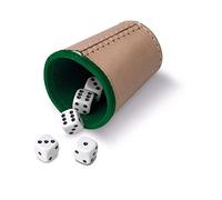 Cayro - Juego de Dados - Cubilete y 5 Dados de Puntos de 16 mm - Cubilete de Cuero Forrado en Interior - Juego de Mesa Adultos - Accesorio de Juego de Mesa - Fácil De Usar