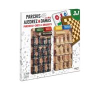 Cayro - Parchís, Ajedrez y Damas - Juego de Mesa 3 en 1 - Disfruta en Familia con los Juegos Clásicos más Divertidos - Lleva Accesorios y Piezas