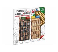 Cayro - Parchís, Ajedrez y Damas - Juego de Mesa 3 en 1 - Disfruta en Familia con los Juegos Clásicos más Divertidos - Lleva Accesorios y Piezas