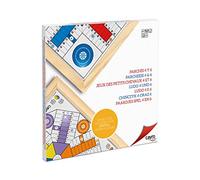 Cayro - Tablero Parchís para 4 y 6 Jugadores - Tablero de Cristal Reversible - Marco de Madera - Juego de Mesa Familiar - Juego Tradicional - Duradero y Fácil de Transportar - Diversión Garantizada