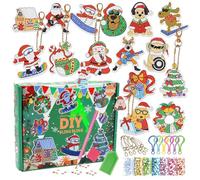 CAYUDEN 15 Piezas Navidad Llaveros de Pintura Diamantes, 5D Pintura de Diamantes Llavero DIY Arte Diamante Decorativos Ornamentos Gem Art Diamond Painting Keychains para Adultos Regalo de Cumpleaños