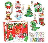 CAYUDEN 8 Piezas Llaveros de Pintura Diamantes Navidad, 5D DIY Pintura de Diamantes Llavero Arte Diamante Decorativos Ornamentos Gem Art Diamond Painting Keychains para Adultos Decoracion Navidad