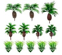 Cayway 12 Pz Alberi Cocco Decorazione, Flower Grass Tufts Juego de Mesa de Arena, Modello Palme Plastica per Bonsai in Miniatura, Decorazione Paesaggistica
