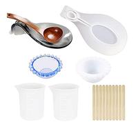 Cayway 14 Pz Moldes Resina Epoxi, 1 Pz Cuchara Moldes de Resina de Silicona, 1 Pz Plato Cuenco Molde Silicona Resina para Manualidades, Almacenamiento de Joyas, Contenedor de Baratijas, Decoración