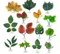 Cayway 14 Pz Planta Artificial Hoja Betta Hoja de Betta, Cama de Hojas Betta Plantas de Acuario de plástico Hoja con Ventosa para Betta Habitat Brewing Descanso Decoración del Acuario