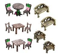 Cayway 17 Pz Accesorios de Jardín de Hadas, Juego de Mesa y Sillas de Jardín en Miniatura, Miniatura Accesorios Jardín, Granja de Hadas Decoraciones de Jardín en Miniatura para Micro Paisajismo