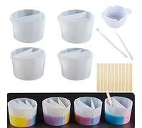 Cayway 18 Pz Tazas Divididas Para Verter Pinturas, 4 Pz Taza De Mezcla Color Silicona Reutilizable, Para Pintura Acrílica y Fundición De Resina Bricolaje