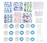 Cayway 33 Pz Molde Silicona Resina Silicona Moldes de Joyería Pulsera Collar Anillo, 18 Pz Moldes para Colgantes de Joyería para Pendientes Collar Anillo Joyería DIY