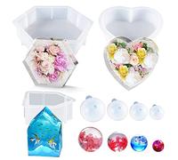 Cayway 7 Piezas Molde de Silicona Resina Gran Hexágono y Esfera para Conservación de Flores y Decoraciones para El Hogar