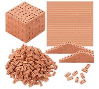 Cayway Ladrillos en Miniatura Rojo Mini Ladrillos Pequeños para Maquetas y Micro Paisaje Bricolaje Casa de Muñecas Decoraciones (480 Pz Rectángulo, Rojo con Agujeros)