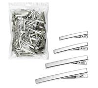 Cayway Metal Clip de Pelo, Pinza de Pelo de Cocodrilos para El Cabello Antideslizantes, Metal Hair Clips, Accesorios de Bricolaje (200 Pz en 4 Estilos, Plata)