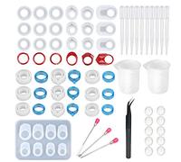 Cayway Molde Silicona: Kit con 45 Moldes de Resina Epoxi para Fabricar Anillos de Joyería de Silicona