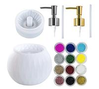 Cayway Molde Silicona Resina, Diamante Redondo Botella Resina Stampo in Silicone con Tapa de Botella y Bombas, Lentejuelas para Hacer Botellas de Bricolaje