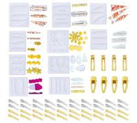 Cayway Moldes de Resina de Silicona, 10 Pz Moldes de Resina para Horquillas con Clip de Metal para Manualidades en Resina Epoxi, Llavero, Marcapáginas