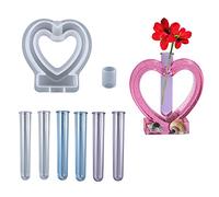Cayway Moldes de Resina para Floreros, Forma de Corazón Molde de Resina para Florero de Tubo de Ensayo con Tubos de Ensayo para Plantas Hidropónicas, Decoración Del Hogar