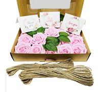 Cayway Rosa Falsa de Espuma con Tallo, Artificiales Espuma Rosa, Rosado Rosas Artificiales con Tallo con Tallos con Tarjetas de Felicitación para Bodas, Fiestas, Hogar