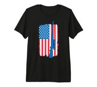 Caza Animales Bandera EE.UU. América Rifle Camiseta Premium