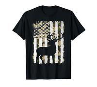 Caza camuflaje bandera americana Buck Deer Elk Camouflage Hunter Camiseta
