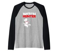 Caza de Brujas Halloween Amante de brujería Divertido Cazador de Brujas Camiseta Manga Raglan