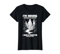 Caza de Fantasmas Humor Retiros paranormales Ubicación embrujada Camiseta gráfica económica, Mujer, Negro, XS