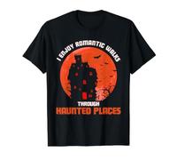 Caza de Fantasmas Lugares embrujados Paseos románticos Humor Camiseta gráfica económica, Hombre, Negro, L