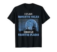 Caza de Fantasmas Lugares embrujados Paseos románticos Humor Camiseta gráfica económica, Hombre, Negro, L
