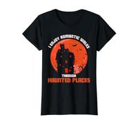 Caza de Fantasmas Lugares embrujados Paseos románticos Humor Camiseta gráfica económica, Mujer, Negro, L