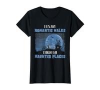 Caza de Fantasmas Lugares embrujados Paseos románticos Humor Camiseta gráfica económica, Mujer, Negro, L