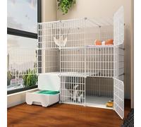 Caza de Gato Interior con Caja de Arena, perreras de Gatos, Caja de hurto, recinto de Gatito Playpen de Lugar Grande, Ideal para 1-2 Cat (tamaño: 111x49x111cm) YYuan