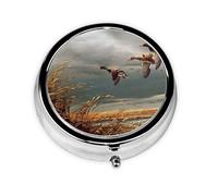 Caza de patos salvajes voladores, Pastillero, Pastillero redondo Pequeño contenedor de pastillas Organizador de pastillas de viaje